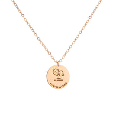 Custom Baby Birth Details Necklace – Engraved Pendant - ALMAGIOIELLI