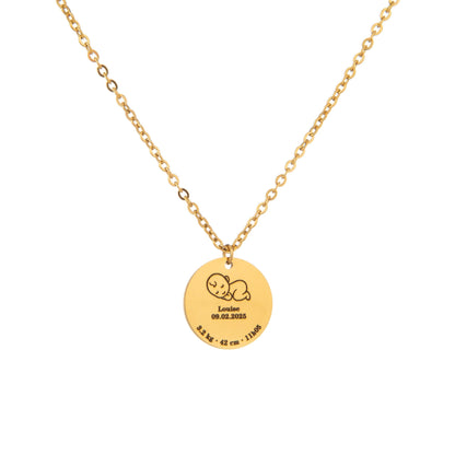 Custom Baby Birth Details Necklace – Engraved Pendant - ALMAGIOIELLI