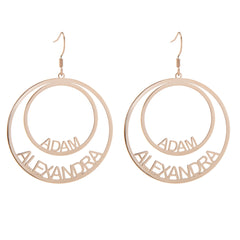 Custom Double Circle Name Earrings – Two Names - ALMAGIOIELLI
