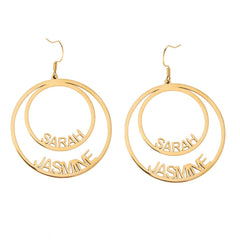 Custom Double Circle Name Earrings – Two Names - ALMAGIOIELLI