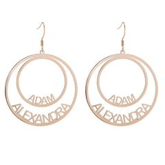 Custom Double Circle Name Earrings – Two Names - ALMAGIOIELLI