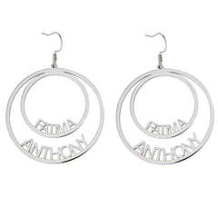 Custom Double Circle Name Earrings – Two Names - ALMAGIOIELLI