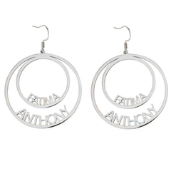 Custom Double Circle Name Earrings – Two Names - ALMAGIOIELLI