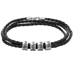 Custom Engraved Men's Leather Cuff Bracelet - ALMAGIOIELLI