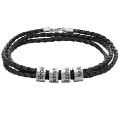 Custom Engraved Men's Leather Cuff Bracelet - ALMAGIOIELLI