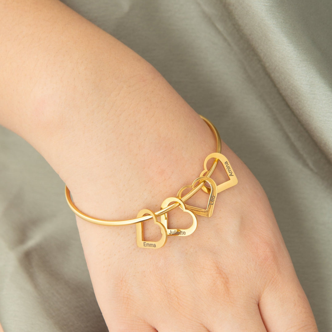Custom Heart Bangle Bracelet - ALMAGIOIELLI