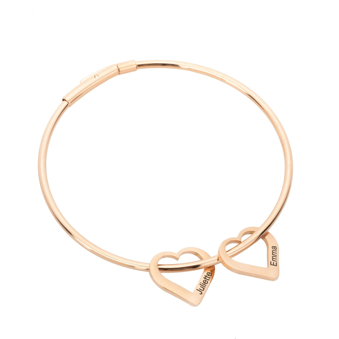 Custom Heart Bangle Bracelet - ALMAGIOIELLI