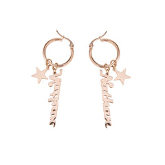 Custom Name Hoop Earrings with Star Charm - ALMAGIOIELLI