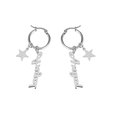 Custom Name Hoop Earrings with Star Charm - ALMAGIOIELLI