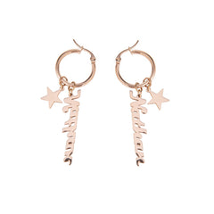 Custom Name Hoop Earrings with Star Charm - ALMAGIOIELLI