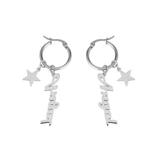 Custom Name Hoop Earrings with Star Charm - ALMAGIOIELLI