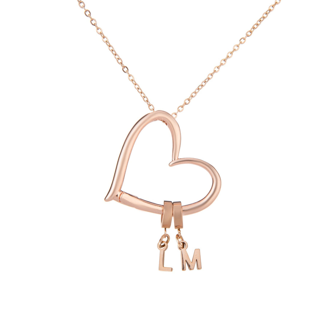 Custom Open Heart Necklace with 1 to 4 Initials - ALMAGIOIELLI