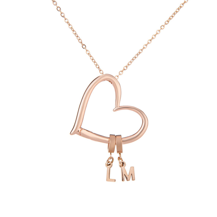Custom Open Heart Necklace with 1 to 4 Initials - ALMAGIOIELLI