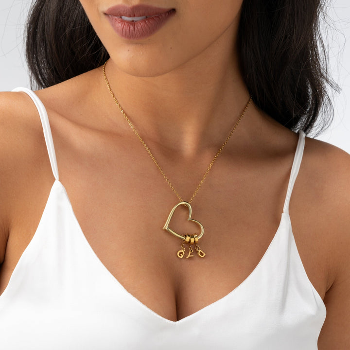 Custom Open Heart Necklace with 1 to 4 Initials - ALMAGIOIELLI