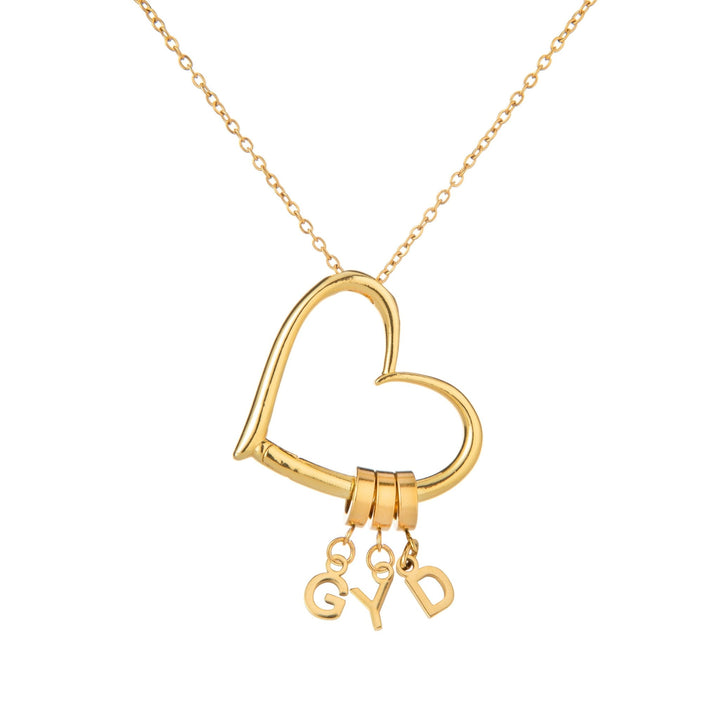 Custom Open Heart Necklace with 1 to 4 Initials - ALMAGIOIELLI