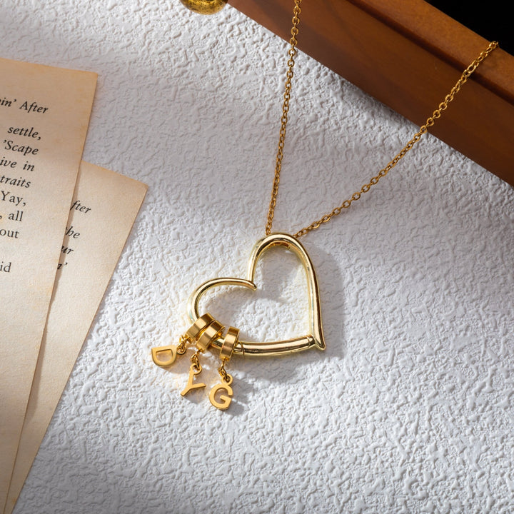 Custom Open Heart Necklace with 1 to 4 Initials - ALMAGIOIELLI