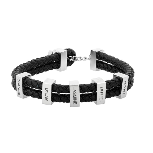 Bracciale intrecciato uomo con nomi incisi
