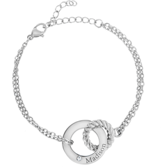 Engraved Circle Bracelet with Twisted Ring & Clear Crystal - ALMAGIOIELLI