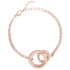 Engraved Circle Bracelet with Twisted Ring & Clear Crystal - ALMAGIOIELLI