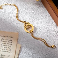 Engraved Circle Bracelet with Twisted Ring & Clear Crystal - ALMAGIOIELLI
