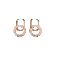 Engraved Hoop Earrings with Twisted Ring & Clear Crystal - ALMAGIOIELLI
