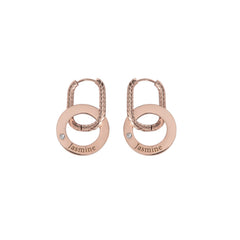 Engraved Hoop Earrings with Twisted Ring & Clear Crystal - ALMAGIOIELLI