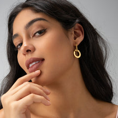 Engraved Hoop Earrings with Twisted Ring & Clear Crystal - ALMAGIOIELLI