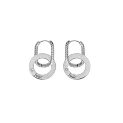 Engraved Hoop Earrings with Twisted Ring & Clear Crystal - ALMAGIOIELLI