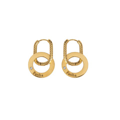 Engraved Hoop Earrings with Twisted Ring & Clear Crystal - ALMAGIOIELLI