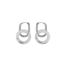 Engraved Hoop Earrings with Twisted Ring & Clear Crystal - ALMAGIOIELLI