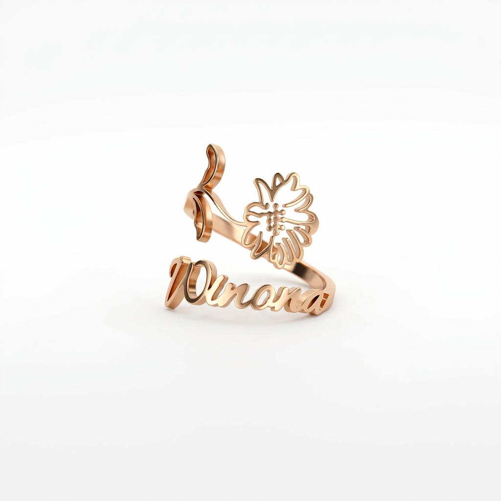 Anello Nome & Fiore di Nascita