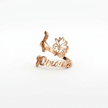 Anello Nome & Fiore di Nascita