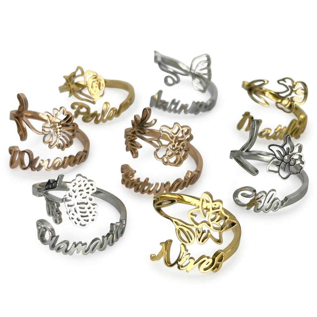 Anello Nome & Fiore di Nascita
