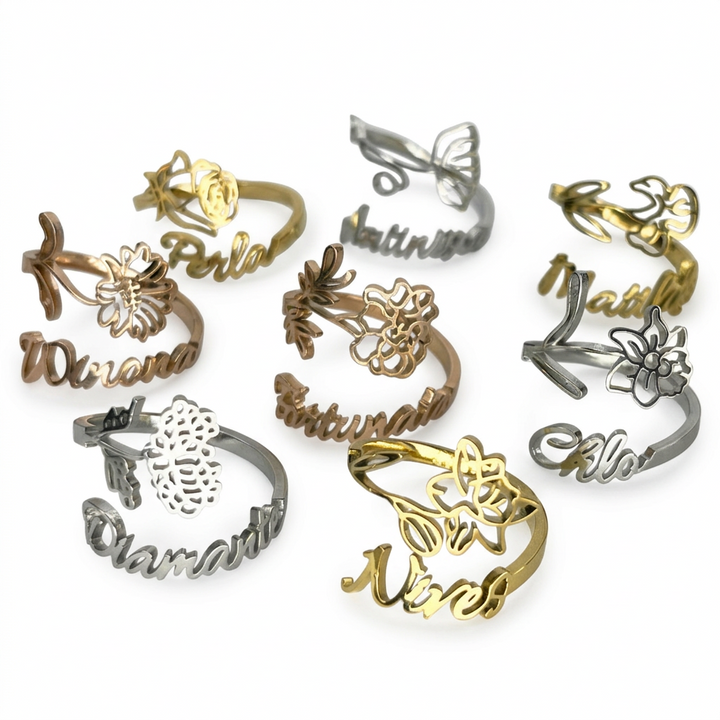 Anello Nome & Fiore di Nascita