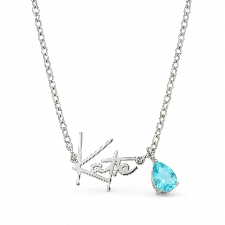 Necklace with name and birthstone