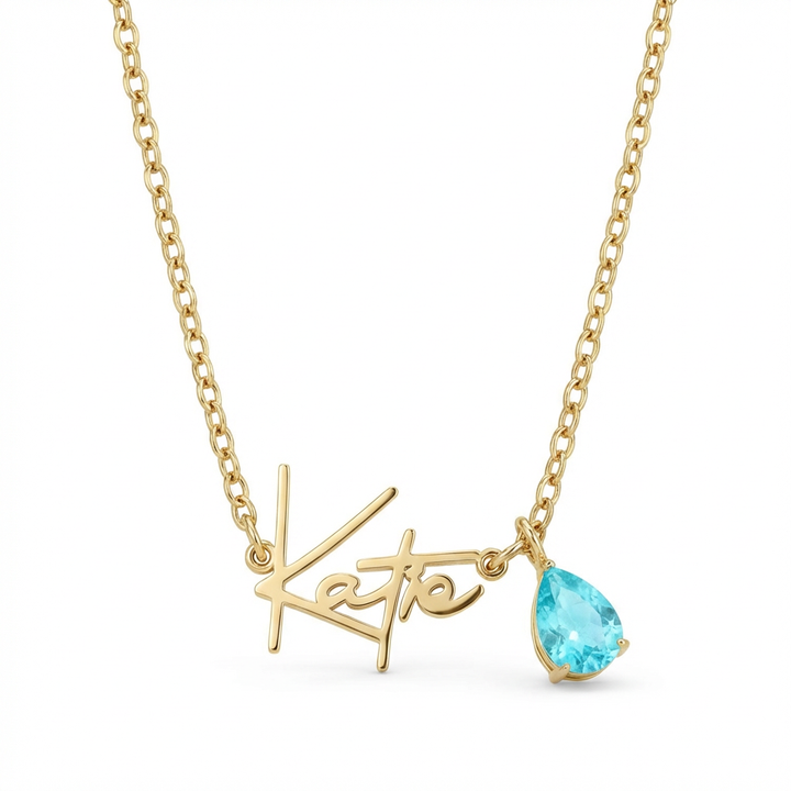 Necklace with name and birthstone