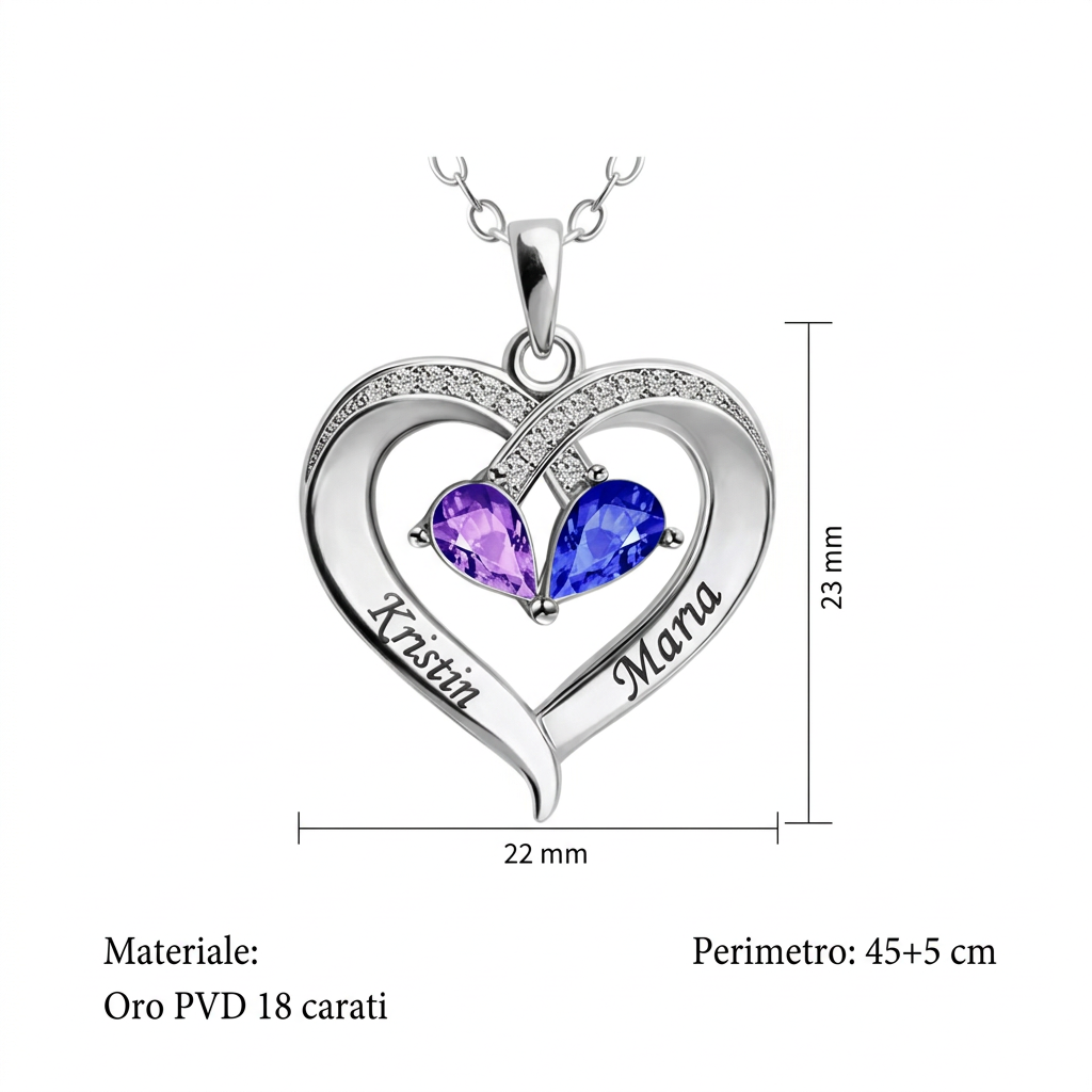 Collana Amore Eterno - Incisione + Pietra di nascita
