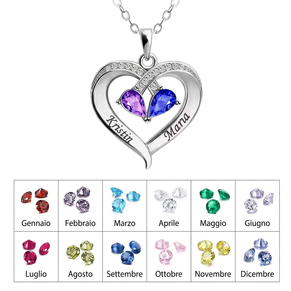 Collana Amore Eterno - Incisione + Pietra di nascita
