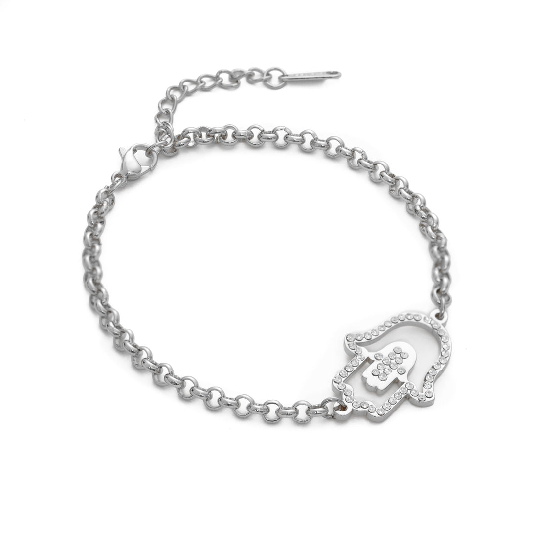 Hamsa Hand Bracelet/Anklet with Crystal - ALMAGIOIELLI
