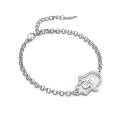 Hamsa Hand Bracelet/Anklet with Crystal - ALMAGIOIELLI
