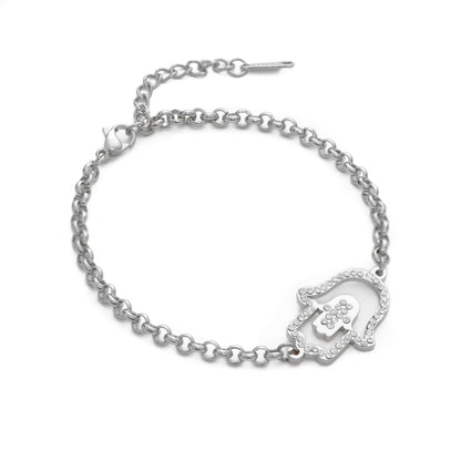 Hamsa Hand Bracelet/Anklet with Crystal - ALMAGIOIELLI