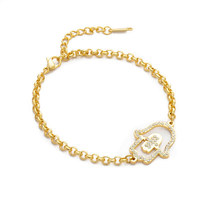 Hamsa Hand Bracelet/Anklet with Crystal - ALMAGIOIELLI
