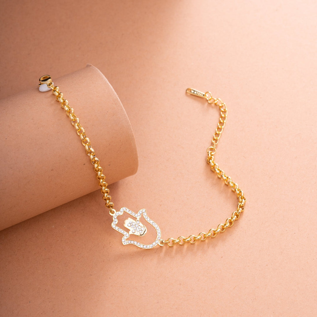 Hamsa Hand Bracelet/Anklet with Crystal - ALMAGIOIELLI