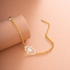 Hamsa Hand Bracelet/Anklet with Crystal - ALMAGIOIELLI