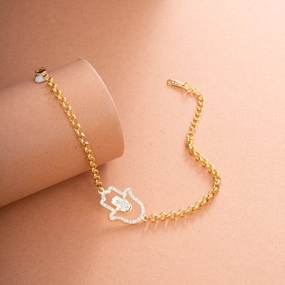 Hamsa Hand Bracelet/Anklet with Crystal - ALMAGIOIELLI