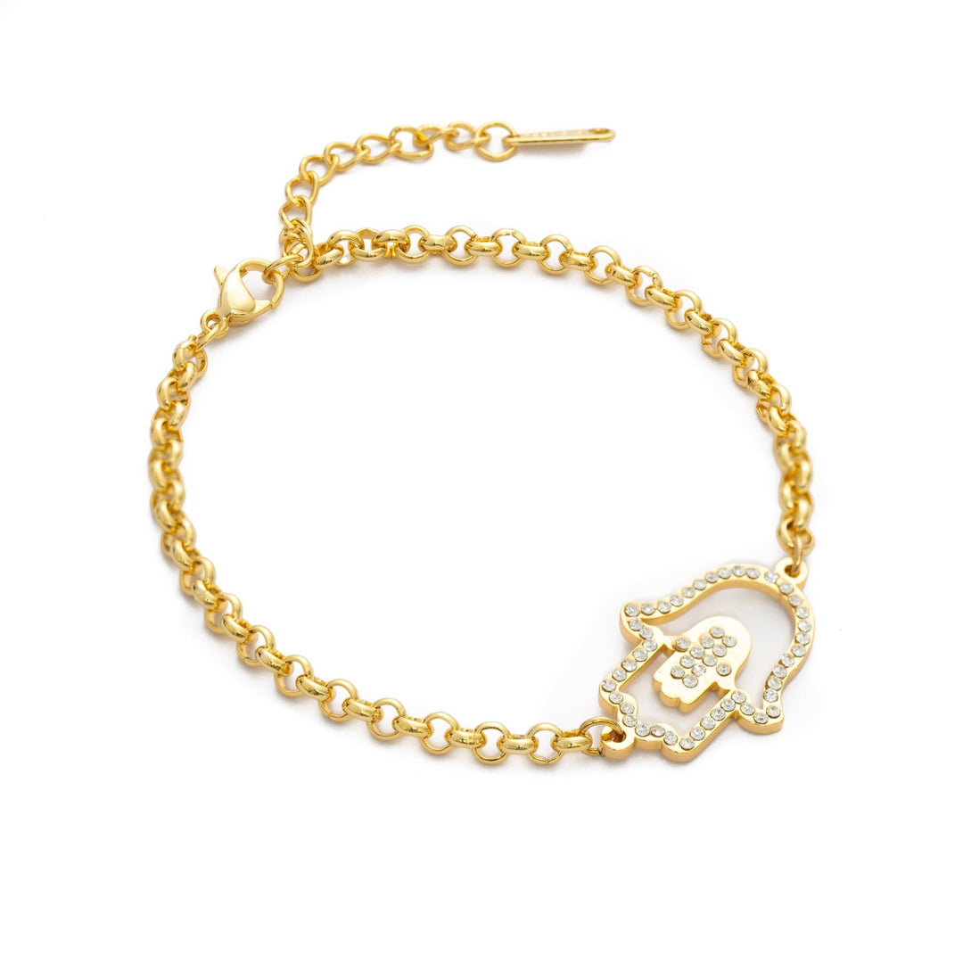 Hamsa Hand Bracelet/Anklet with Crystal - ALMAGIOIELLI