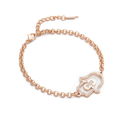 Hamsa Hand Bracelet/Anklet with Crystal - ALMAGIOIELLI
