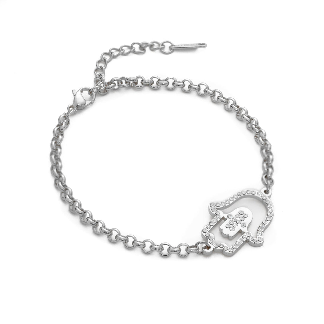 Hamsa Hand Bracelet/Anklet with Crystal - ALMAGIOIELLI