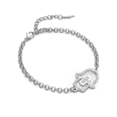 Hamsa Hand Bracelet/Anklet with Crystal - ALMAGIOIELLI
