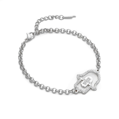 Hamsa Hand Bracelet/Anklet with Crystal - ALMAGIOIELLI